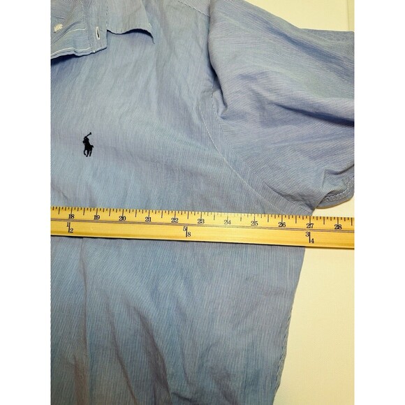 Ralph Lauren Yarmouth Blue Striped Long Sleeve Button Up Shirt Men's 17-34 - Picture 11 of 14